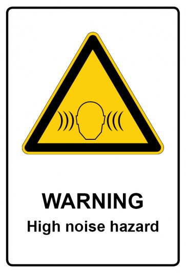 Magnetschild Warnzeichen Piktogramm & Text englisch · Warning · High noise hazard