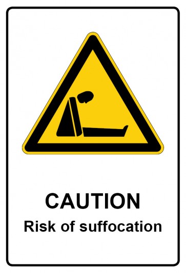 Schild Warnzeichen Piktogramm & Text englisch · Caution · Risk of suffocation | selbstklebend