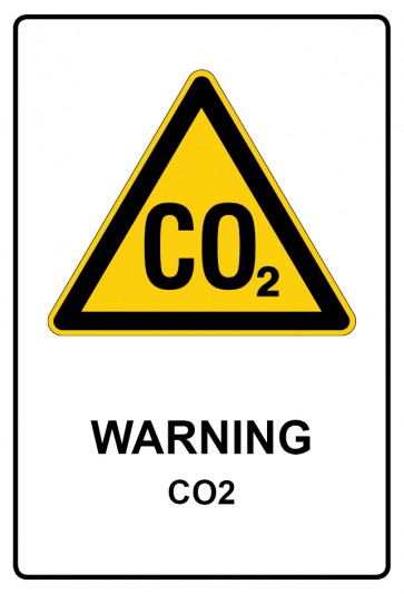 Schild Warnzeichen Piktogramm & Text englisch · Warning · CO2