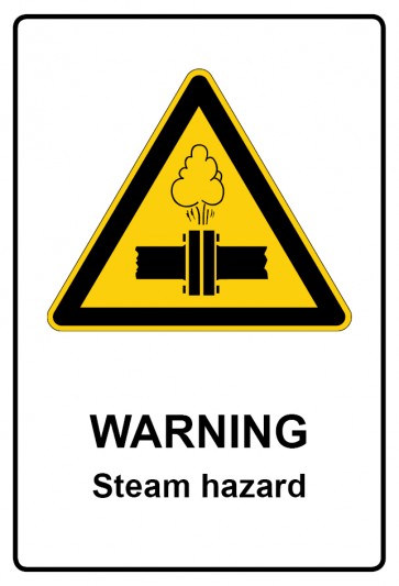 Schild Warnzeichen Piktogramm & Text englisch · Warning · Steam hazard | selbstklebend