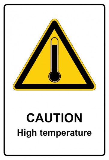 Aufkleber Warnzeichen Piktogramm & Text englisch · Caution · High temperature
