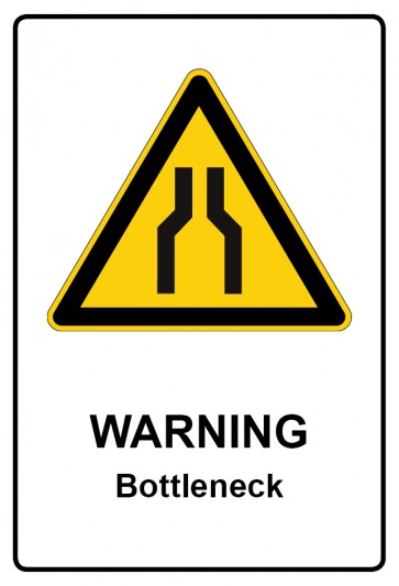 Aufkleber Warnzeichen Piktogramm & Text englisch · Warning · Bottleneck | stark haftend