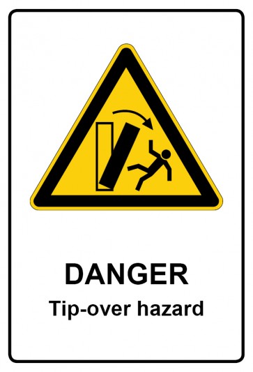 Schild Warnzeichen Piktogramm & Text englisch · Warning · Tip-over hazard