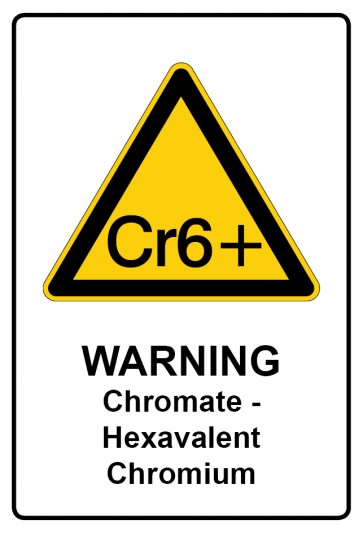 Aufkleber Warnzeichen Piktogramm & Text englisch · Warning · Chromate - Hexavalent Chromium | stark haftend