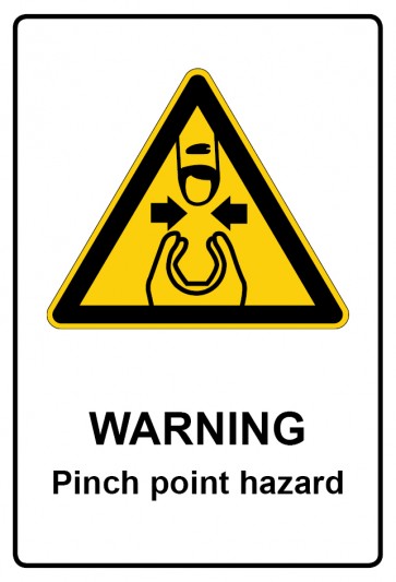 Schild Warnzeichen Piktogramm & Text englisch · Warning · Pinch point hazard