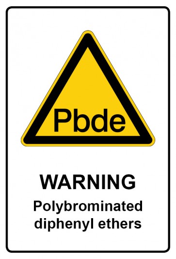 Aufkleber Warnzeichen Piktogramm & Text englisch · Warning · Polybrominated diphenyl ethers