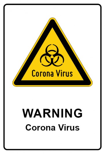 Aufkleber Warnzeichen Piktogramm & Text englisch · Warning · Corona Virus