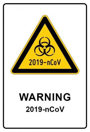 Aufkleber Warnzeichen Piktogramm & Text englisch · Warning · 2019-nCoV