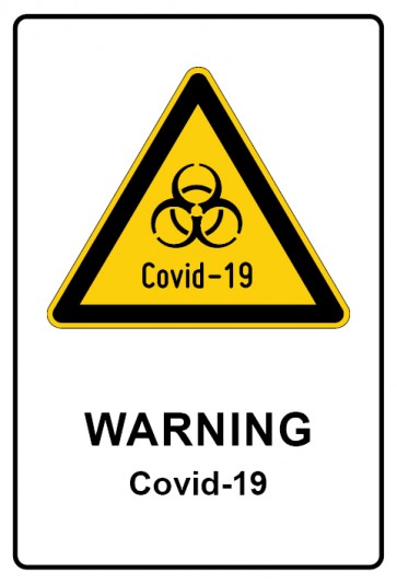 Schild Warnzeichen Piktogramm & Text englisch · Warning · Covid-19 | selbstklebend
