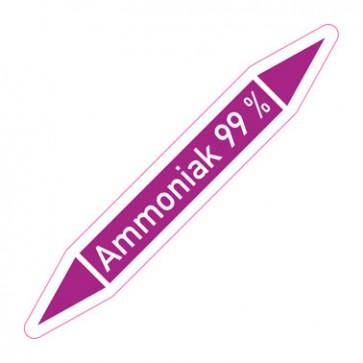 Rohrleitungskennzeichnung Ammoniak 99 % · Aufkleber  | stark haftend