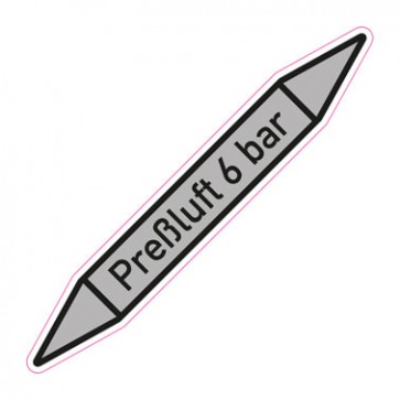 Aufkleber Rohrkennzeichnung · Rohrleitungskennzeichnung Preßluft 6 bar