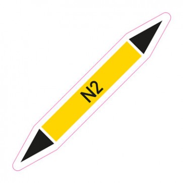 Aufkleber Rohrkennzeichnung · Rohrleitungskennzeichnung N2