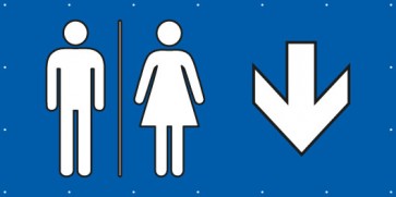Banner Festivalbanner WC Herren · Damen links hier | blau
