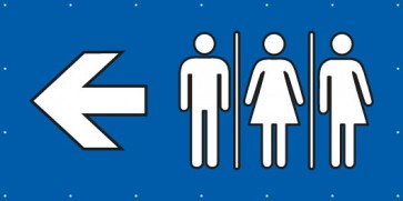 Banner Festivalbanner WC Herren · Damen · Transgender links | blau