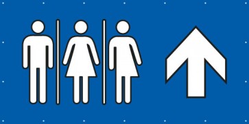 Banner Festivalbanner WC Herren · Damen · Transgender geradeaus | blau