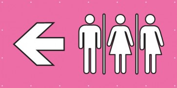 Banner Festivalbanner WC Herren · Damen · Transgender links | rosa