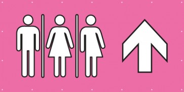 Banner Festivalbanner WC Herren · Damen · Transgender geradeaus | rosa