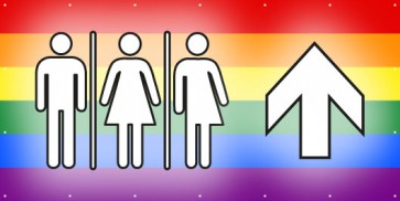 Banner Festivalbanner WC Herren · Damen · Transgender geradeaus | regenbogenfarben
