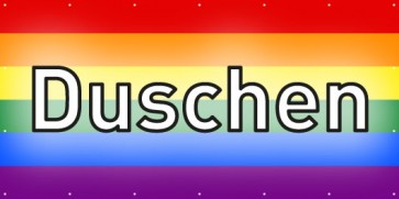Banner Festivalbanner Duschen | regenbogenfarben