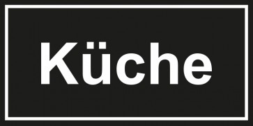 Tür-Schild Küche | schwarz · weiss · selbstklebend