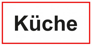 Tür-Schild Küche | weiss · rot · selbstklebend