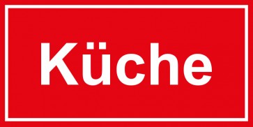 Tür-Schild Küche | rot · weiss · selbstklebend