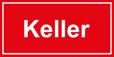 Tür-Schild Keller | rot · weiss · selbstklebend
