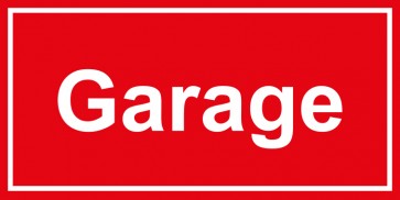 Tür-Schild Garage | rot · weiss · selbstklebend