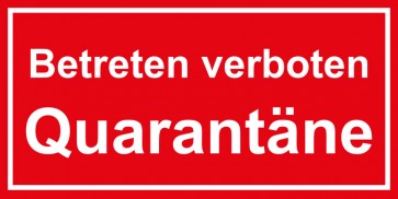 Tür-Schild Betreten verboten · Quarantäne | rot · weiss · MAGNETSCHILD