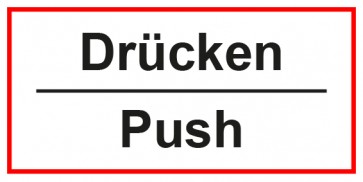 Tür-Schild Drücken Push | weiss · rot · MAGNETSCHILD