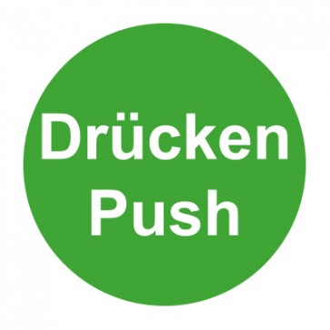 Tür-Schild grün · Drücken / Push · selbstklebend