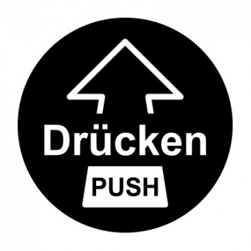Tür-Schild schwarz · Drücken / Push mit Pfeil · MAGNETSCHILD