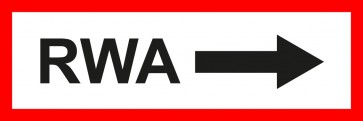 Feuerwehr Schild RWA Pfeil rechts · selbstklebend