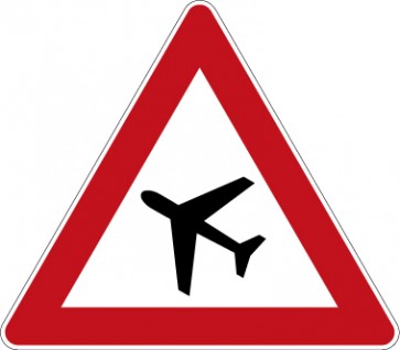Aufkleber Gefahrzeichen  Flugbetrieb, Aufstellung rechts · Zeichen 101-10 