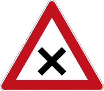 Verkehrzeichen Gefahrzeichen Kreuzung oder Einmündung mit Vorfahrt von rechts · Zeichen 102  · MAGNETSCHILD