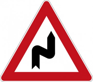 Aufkleber Gefahrzeichen  Doppelkurve (zunächst rechts) · Zeichen 105-20 