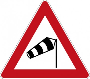 Verkehrsschild · Verkehrszeichen Gefahrzeichen Seitenwind von rechts · Zeichen 117-10 