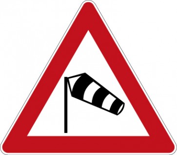Verkehrsschild · Verkehrszeichen Gefahrzeichen Seitenwind von links · Zeichen 117-20 