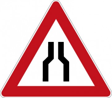 Aufkleber Gefahrzeichen  Verengte Fahrbahn · Zeichen 120 