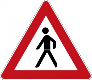 Aufkleber Gefahrzeichen Fußgänger (Aufstellung rechts) · Zeichen 133-10 | stark haftend - Verkehrszeichen STVO
