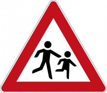 Aufkleber Gefahrzeichen Kinder, Aufstellung links · Zeichen 136-20 | stark haftend - Verkehrszeichen STVO
