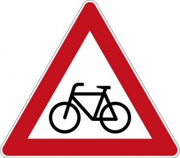 Aufkleber Gefahrzeichen Radverkehr · Zeichen 138-10 | stark haftend - Verkehrszeichen STVO