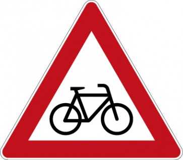 Verkehrsschild · Verkehrszeichen Gefahrzeichen Radverkehr · Aufstellung links · Zeichen 138-20 