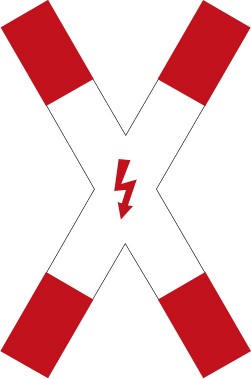 Aufkleber Vorschriftzeichen Andreaskreuz (stehend) mit Blitzpfeil · Zeichen 201-51 | stark haftend - Verkehrszeichen STVO