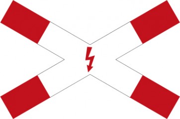 Aufkleber Vorschriftzeichen Andreaskreuz mit Blitzpfeil (liegend) · Zeichen 201-53 | stark haftend - Verkehrszeichen STVO