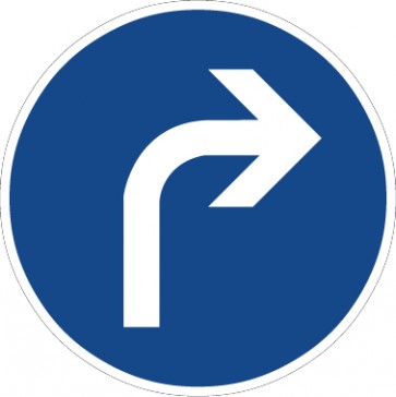 Verkehrsschild · Verkehrszeichen Vorschriftzeichen Vorgeschriebene Fahrtrichtung, rechts · Zeichen 209 