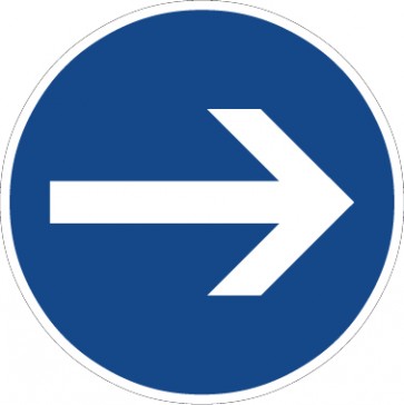 Aufkleber Vorschriftzeichen Vorgeschriebene Fahrtrichtung, Hier rechts · Zeichen 211 | stark haftend - Verkehrszeichen STVO