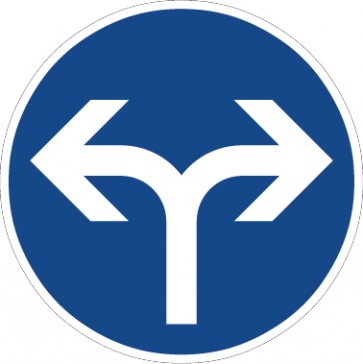 Aufkleber Vorschriftzeichen  Vorgeschriebene Fahrtrichtung, rechts oder links · Zeichen 214-30 
