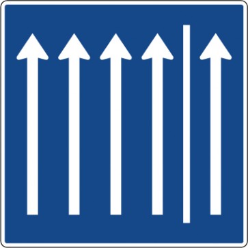 Verkehrsschild · Verkehrszeichen Vorschriftzeichen Seitenstreifen befahrbar, 4 Fahrstreifen und Seitenstreifen · Zeichen 223.1-52 