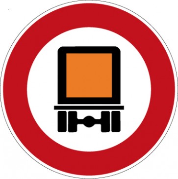 Aufkleber Vorschriftzeichen Verbot für Kennzeichnungspflichtige Kraftfahrzeuge mit gefährlichen Gütern · Zeichen 261 | stark haftend - Verkehrszeichen STVO